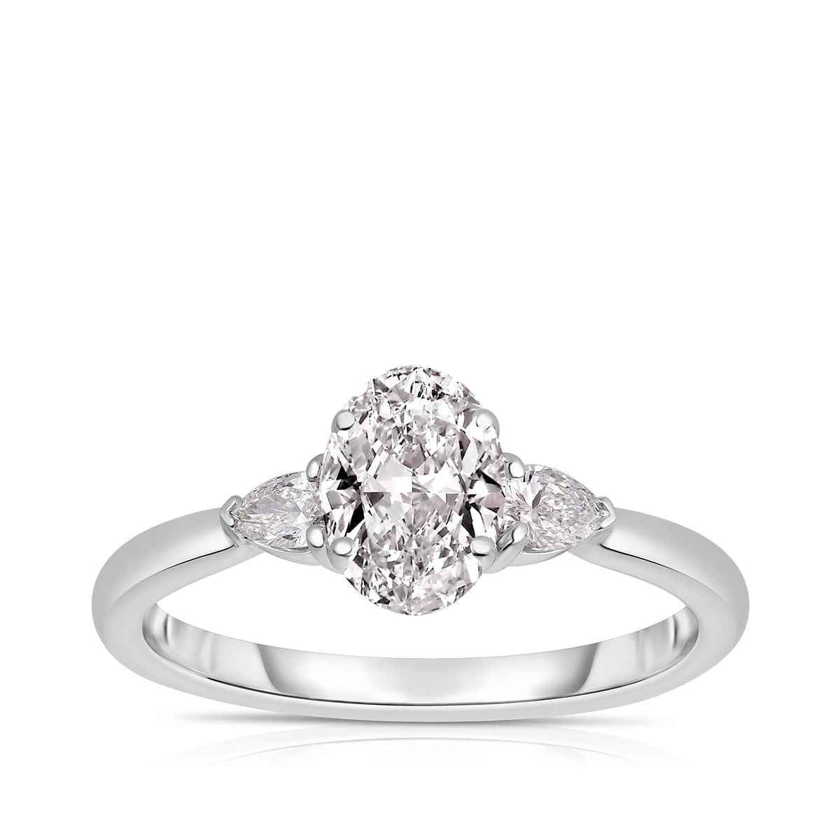 1-1/3 ct. tw. Oval & Pear 3-Stone Diamond Engagement Ring in 14K White Gold
