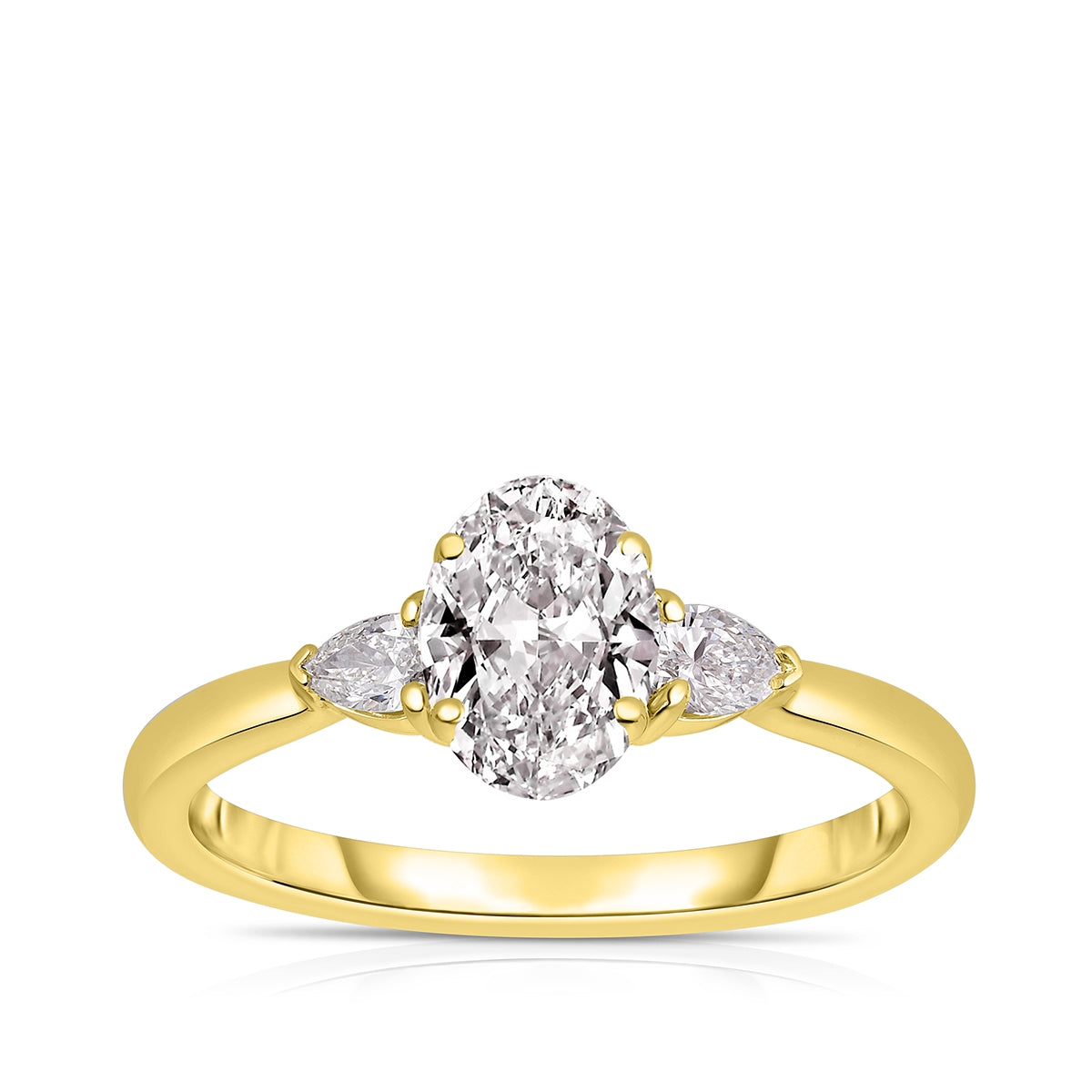 3-Stone 1-1/3 ct. tw. Oval & Pear Diamond Engagement Ring in 14K Yellow Gold