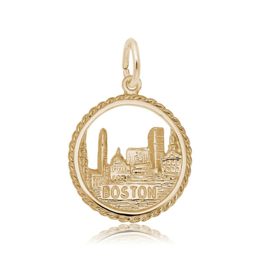 Boston Skyline Charm in 14K Yellow Gold