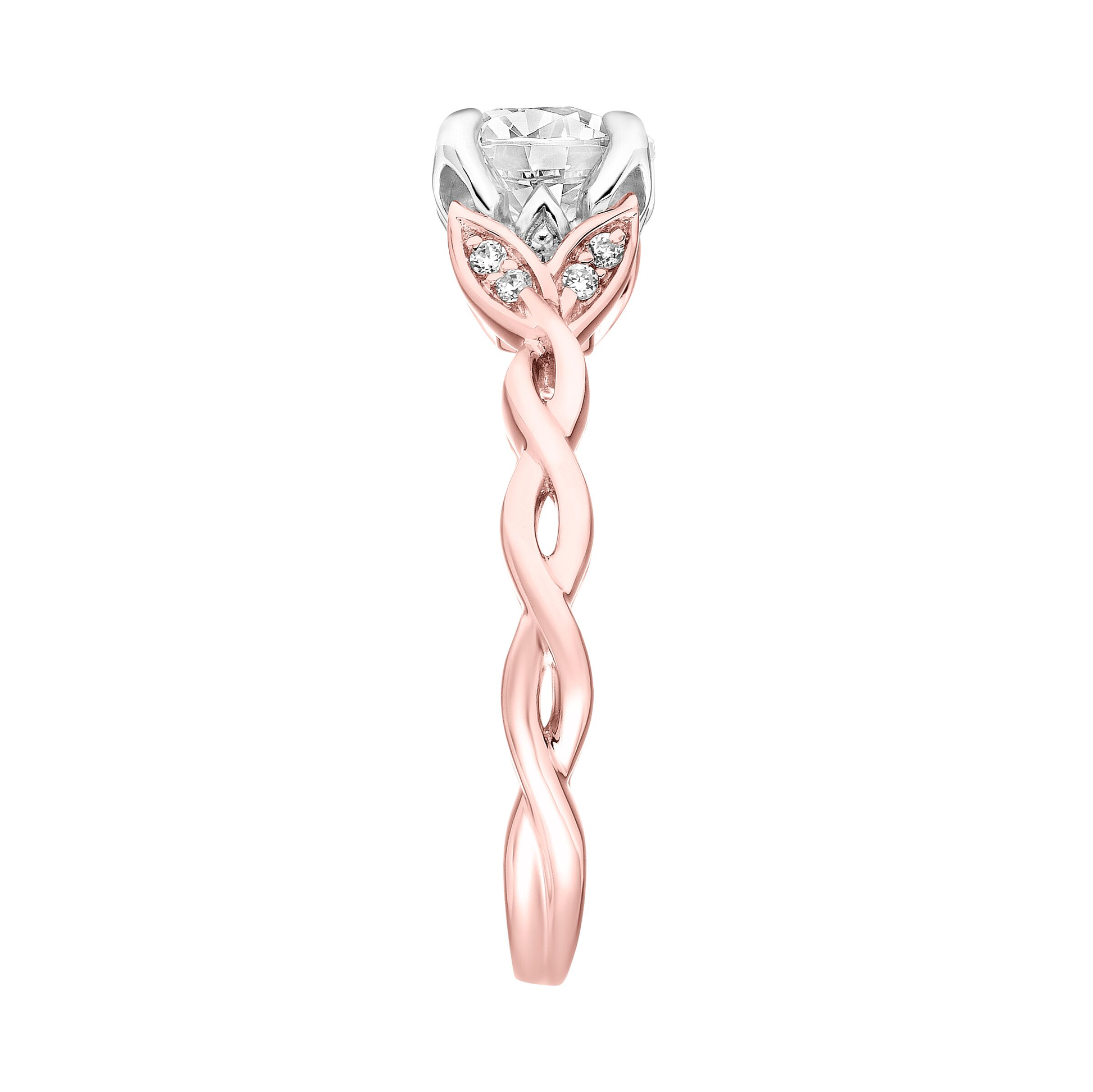 Artcarved Contemporary .05 ct. tw. Diamond Semi-Mount Engagement Ring with Twisted Band Design in 14K Pink close-up detail
