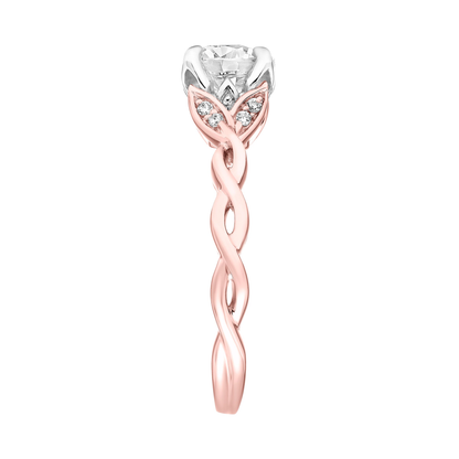 Artcarved Contemporary .05 ct. tw. Diamond Semi-Mount Engagement Ring with Twisted Band Design in 14K Pink close-up detail