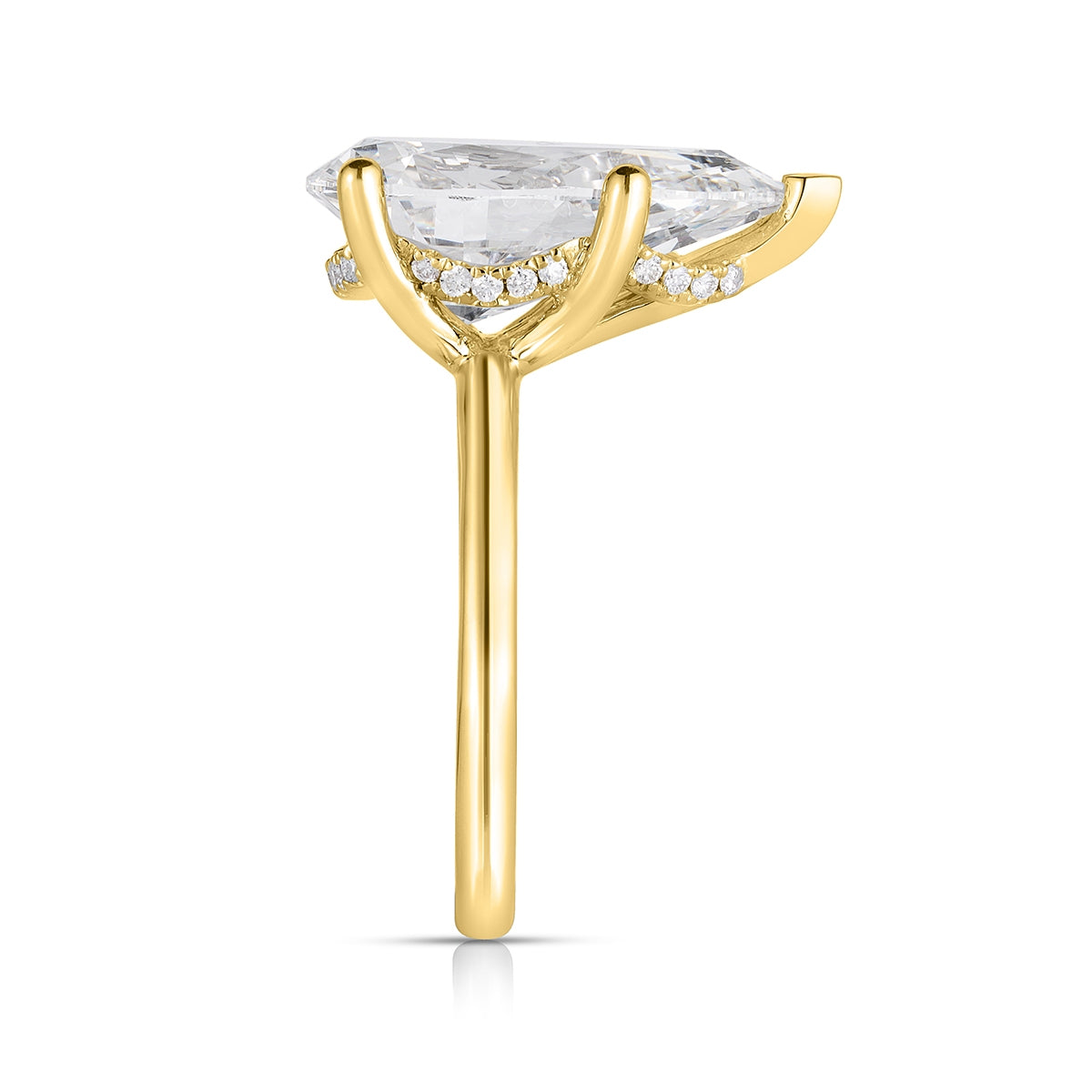 Adamante 4-1/8 ct. tw. Lab-Grown Pear Diamond Hidden Halo Engagement Ring in 14K Yellow Gold front view