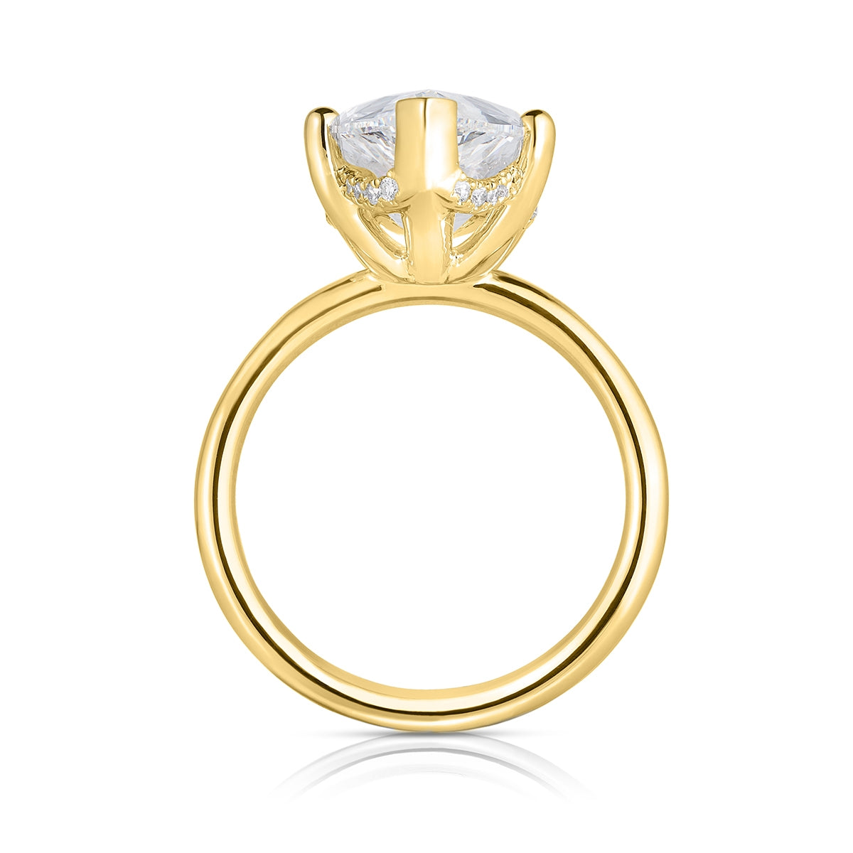 Adamante 5-1/4 ct. tw. Lab-Grown Pear Diamond Hidden Halo Engagement Ring in 14K Yellow Gold close-up detail