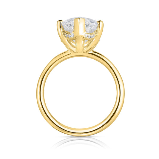 Adamante 5-1/2 ct. tw. Lab-Grown Pear Diamond Hidden Halo Engagement Ring in 14K Yellow Gold close-up detail