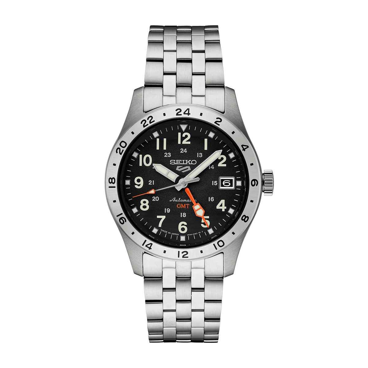 Seiko Men's 5 Sport Automatic Stainless Steel Watch with Black Dial