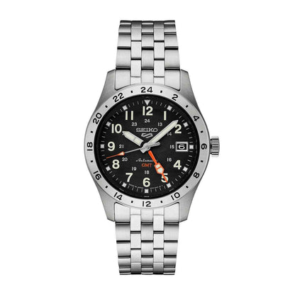 Seiko Men's 5 Sport Automatic Stainless Steel Watch with Black Dial