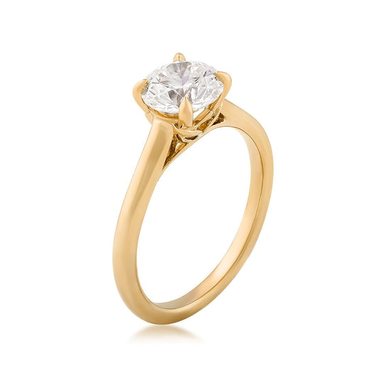 Radiance by Adamante 1-1/2 ct. tw. Lab-Grown Round Brilliant Diamond Solitaire Engagement Ring in 14K Yellow Gold front view