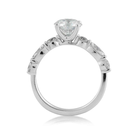 Radiance by Adamante 2-1/7 ct. tw. Lab-Grown Round & Marquise Diamond Engagement Ring in 14K White Gold close-up detail