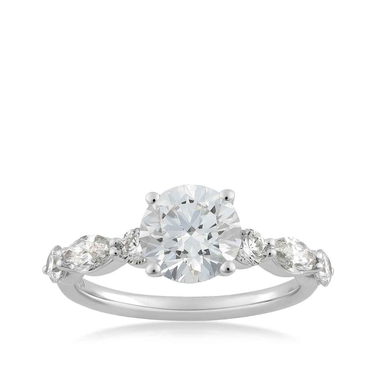 Radiance by Adamante 2-1/7 ct. tw. Lab-Grown Round & Marquise Diamond Engagement Ring in 14K White Gold