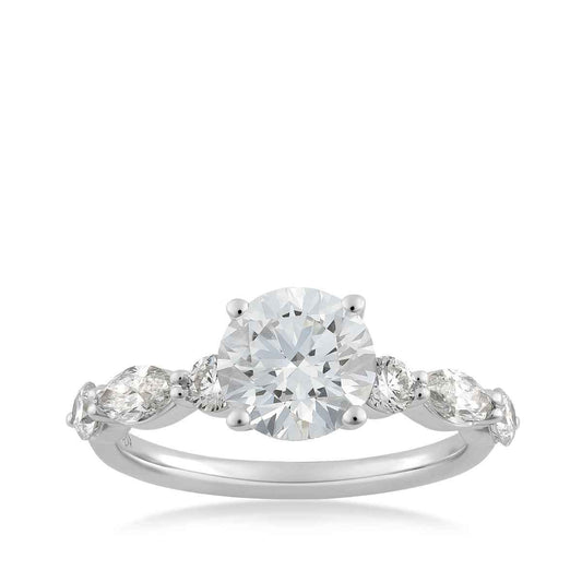 Radiance by Adamante 2-1/7 ct. tw. Lab-Grown Round & Marquise Diamond Engagement Ring in 14K White Gold