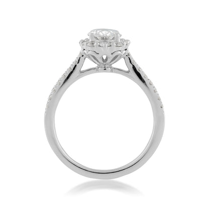 Radiance by Adamante 1-1/2 ct. tw. Lab-Grown Oval Diamond Halo Split Shank Engagement Ring in 14K White Gold close-up detail