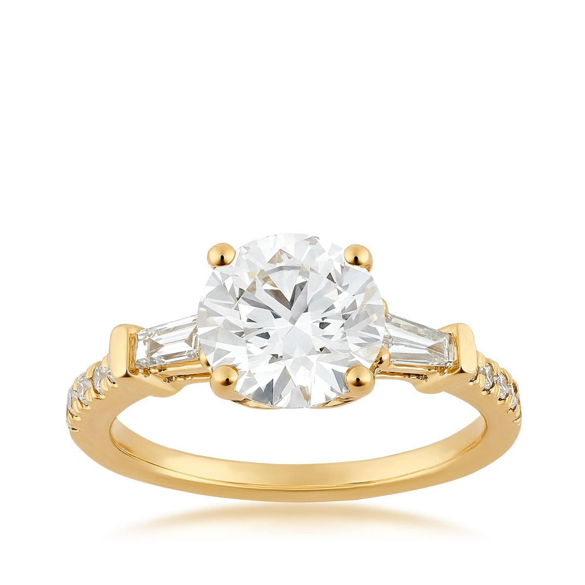 Radiance by Adamante 2-1/3 ct. tw. Lab-Grown Round & Baguette Diamond Engagement Ring in 14K Yellow Gold