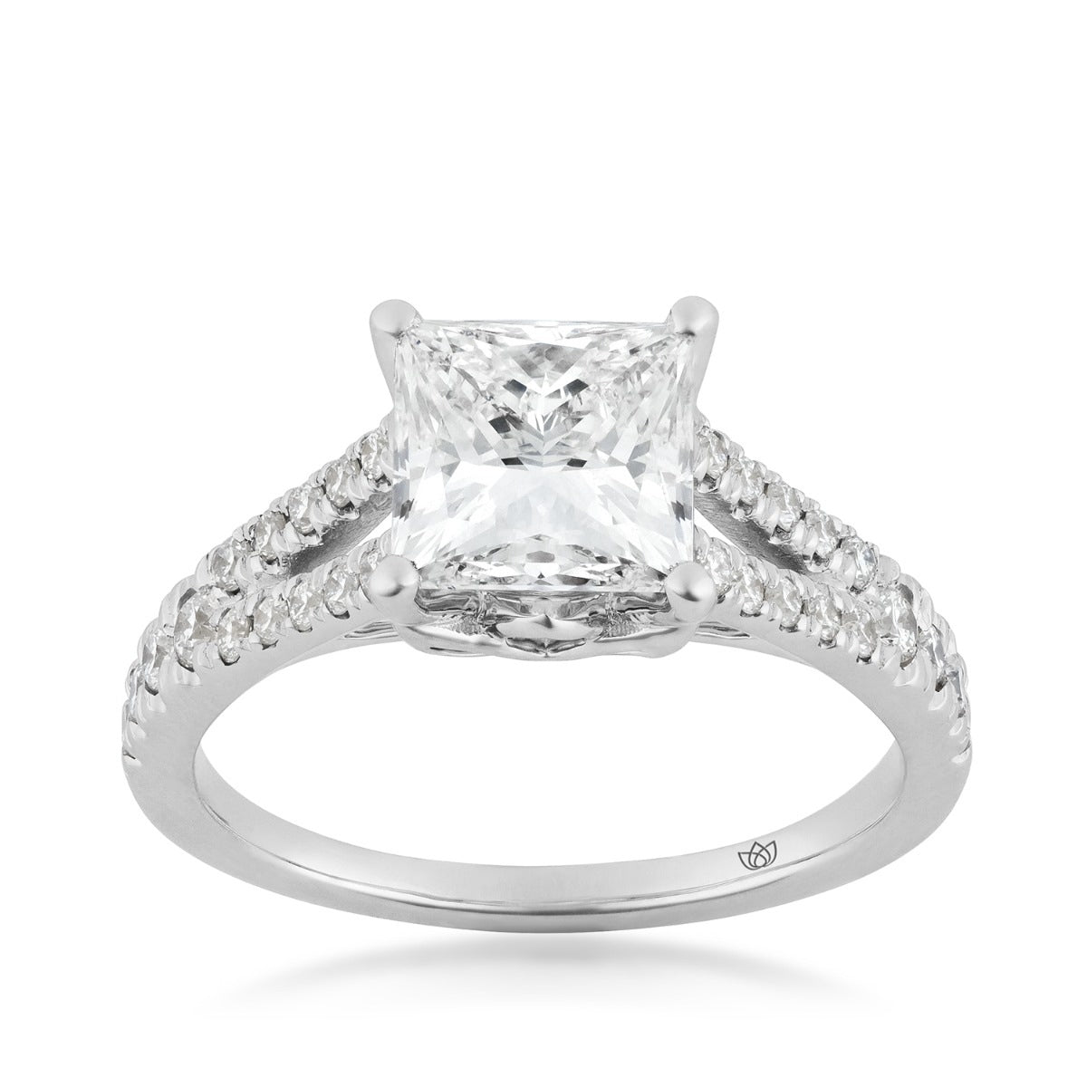 Radiance by Adamante 2-1/3 ct. tw. Lab-Grown Princess Cut Diamond Split Shank Engagement Ring in 14K White Gold