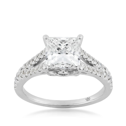 Radiance by Adamante 2-1/3 ct. tw. Lab-Grown Princess Cut Diamond Split Shank Engagement Ring in 14K White Gold