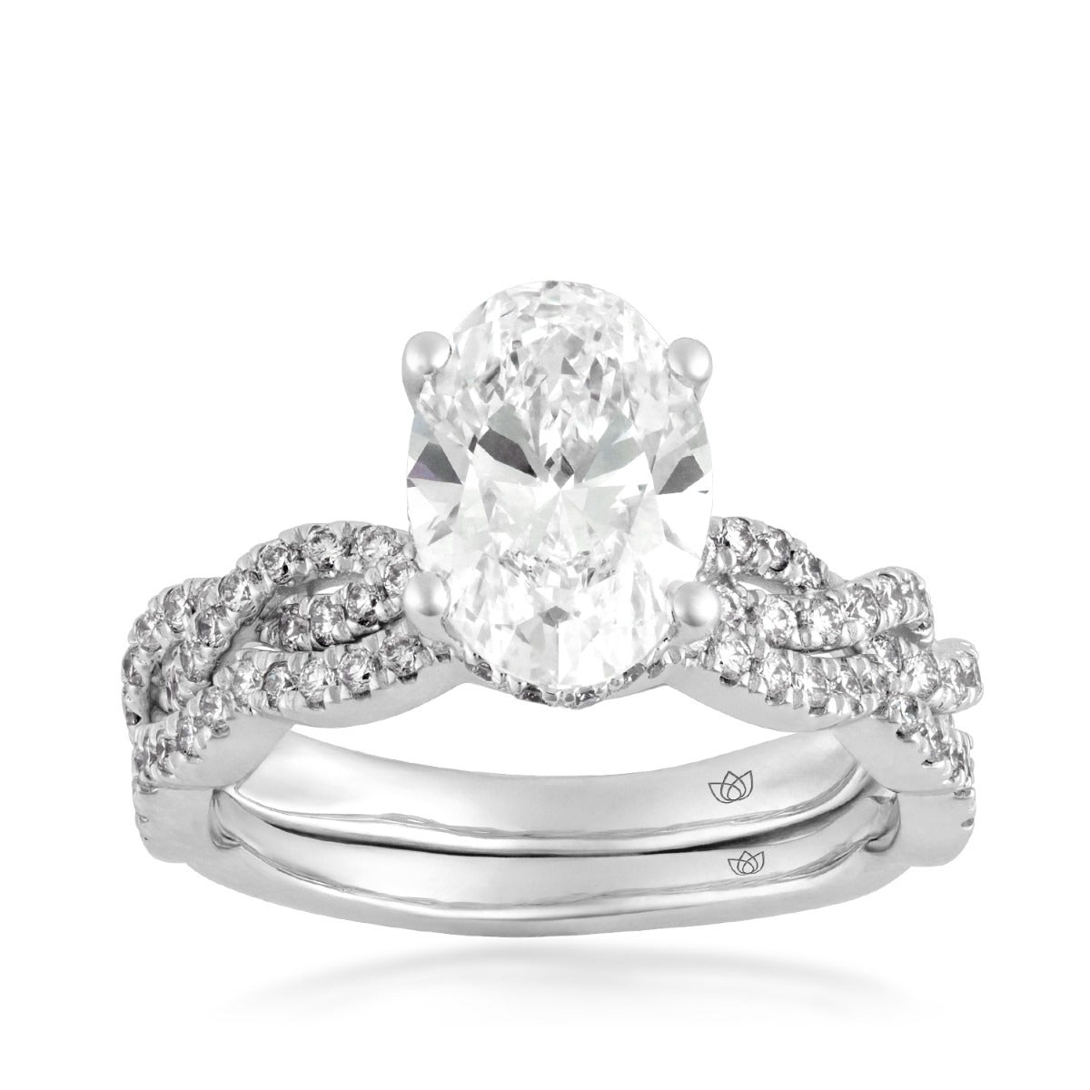 Radiance by Adamante 2-1/2 ct. tw. Lab-Grown Oval Diamond Hidden Halo Twist Wedding Set in 14K White Gold