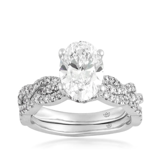 Radiance by Adamante 2-1/2 ct. tw. Lab-Grown Oval Diamond Hidden Halo Twist Wedding Set in 14K White Gold