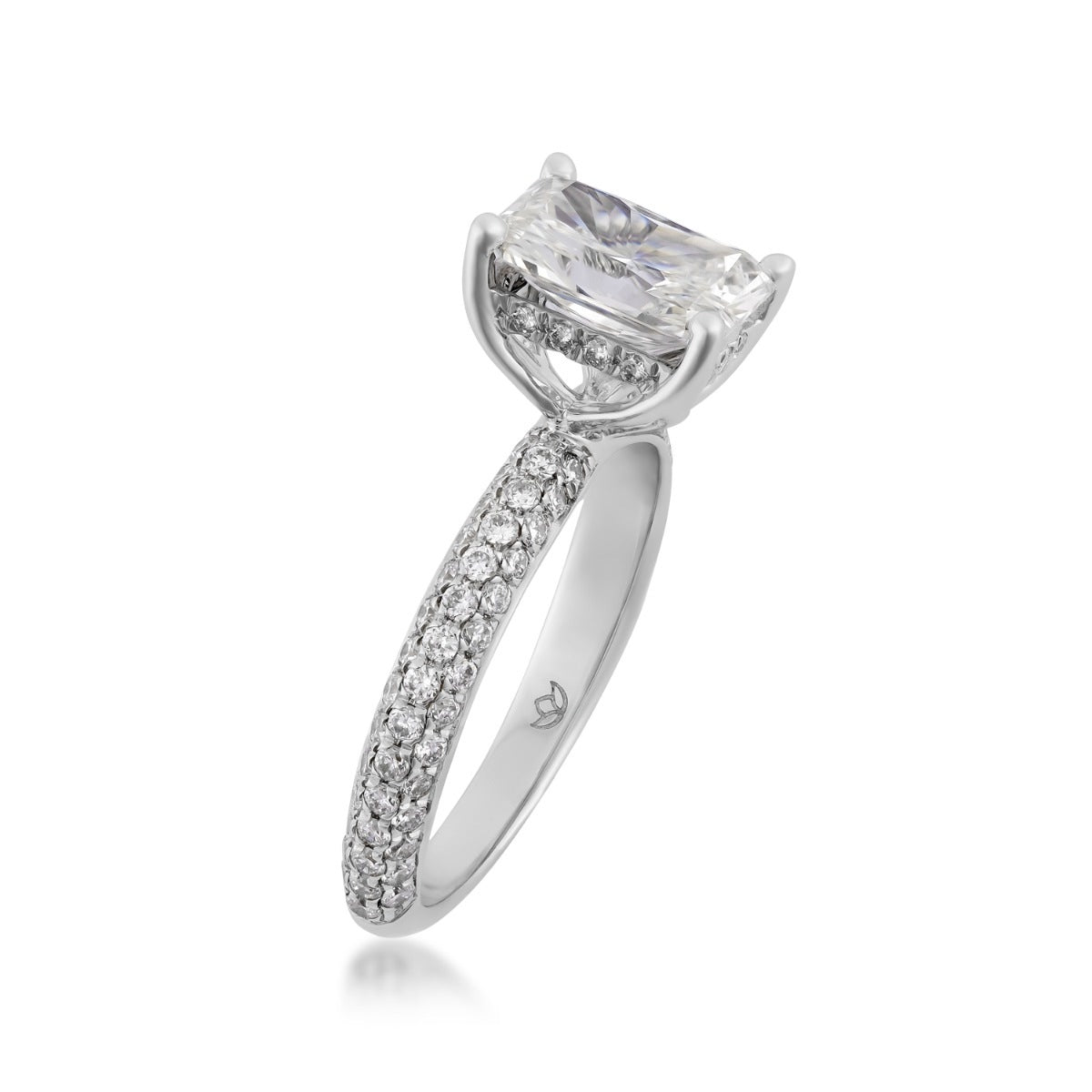 Radiance by Adamante 2-3/4 ct. tw. Lab-Grown Radiant Cut Diamond Hidden Halo Engagement Ring in 14K White Gold front view