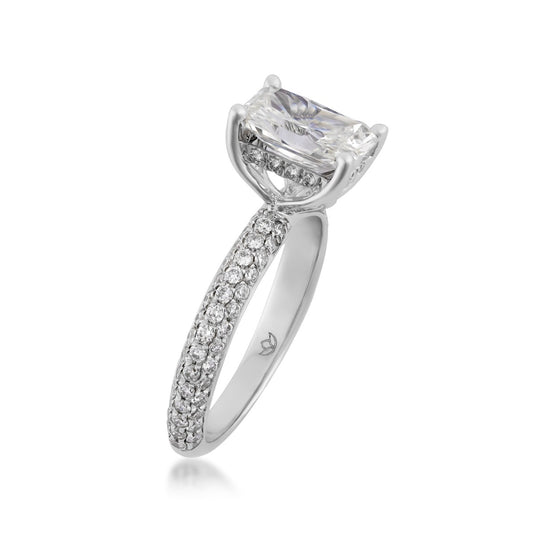Radiance by Adamante 2-3/4 ct. tw. Lab-Grown Radiant Cut Diamond Hidden Halo Engagement Ring in 14K White Gold front view