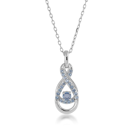 Yogo Sapphire Infinity Pendant in 14K White Gold