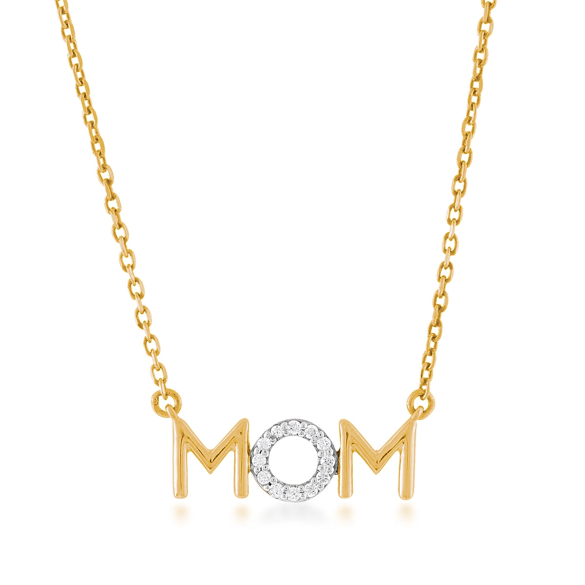 Diamond Accent Mom Necklace in 10K Yellow Gold