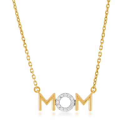 Diamond Accent Mom Necklace in 10K Yellow Gold
