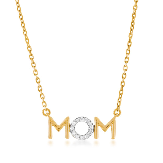 Diamond Accent Mom Necklace in 10K Yellow Gold