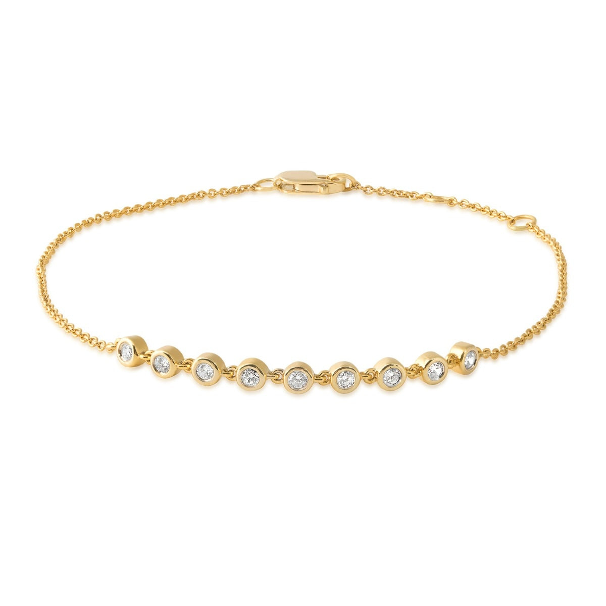 Demi Fine 1/5 ct. tw. Diamond Bezel Set 7.5-inch Station Bracelet in 10K Yellow Gold