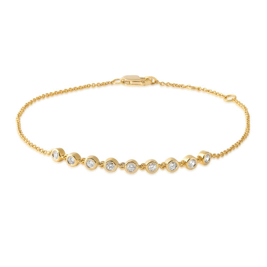 Demi Fine 1/5 ct. tw. Diamond Bezel Set 7.5-inch Station Bracelet in 10K Yellow Gold