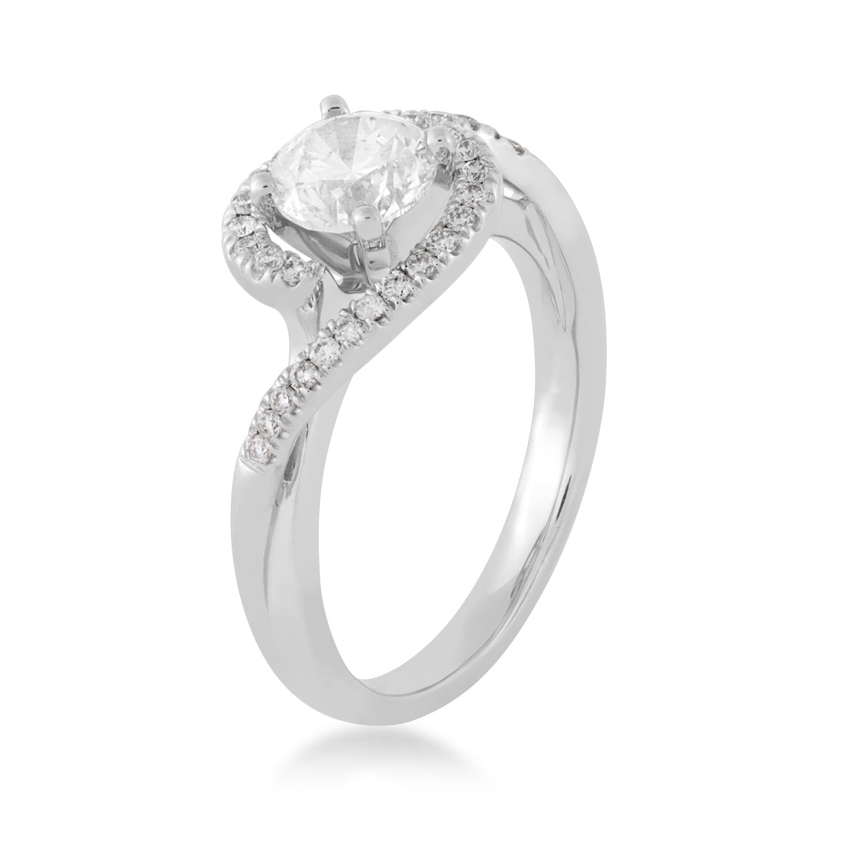 Natural 1-1/5 ct. tw. Round Brilliant Diamond Halo Bypass Engagement Ring in Platinum front view