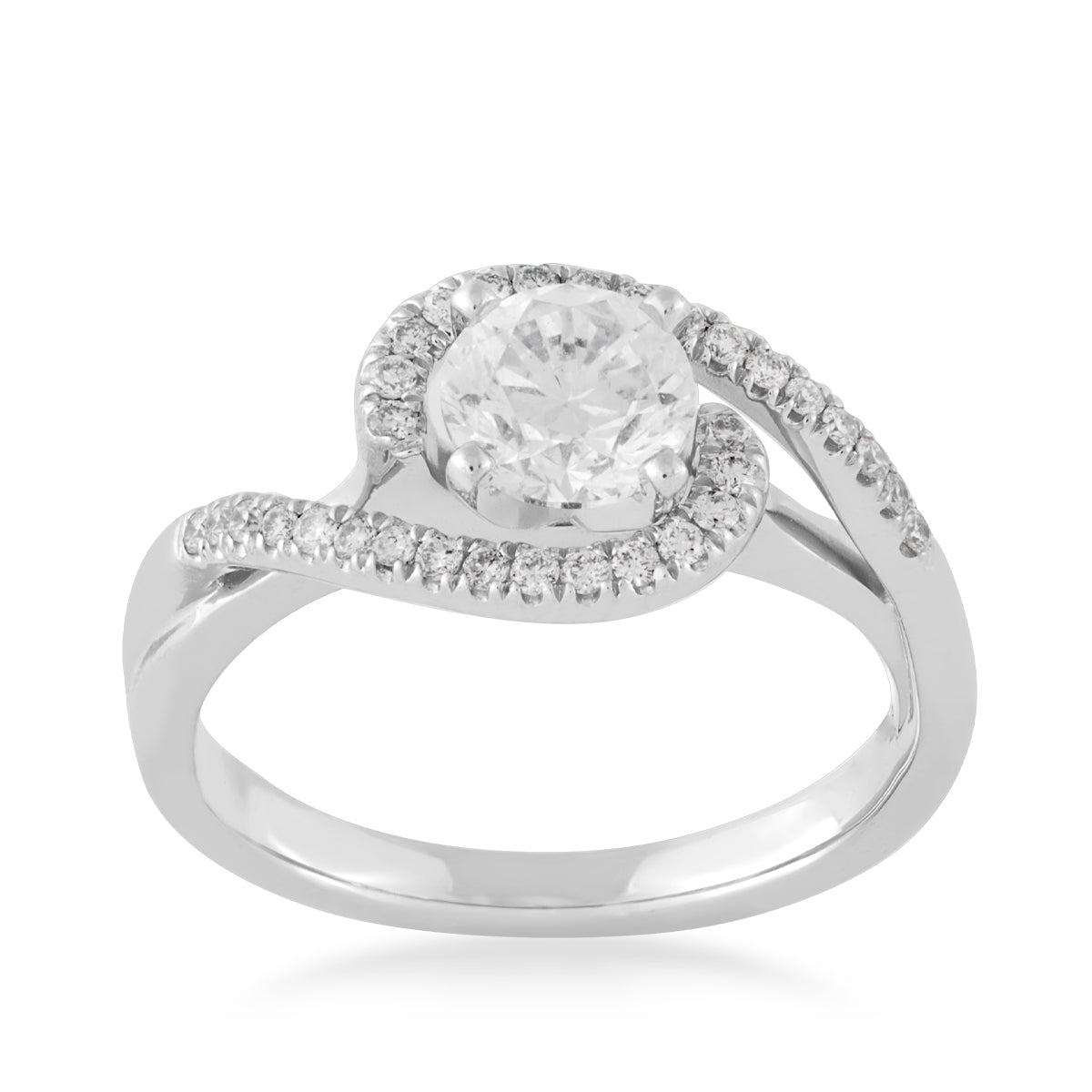 Natural 1-1/5 ct. tw. Round Brilliant Diamond Halo Bypass Engagement Ring in Platinum
