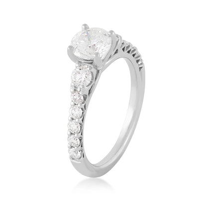 Natural 2-1/2 ct. tw. Round Brilliant 3-Stone Diamond Engagement Ring in 14K White Gold front view