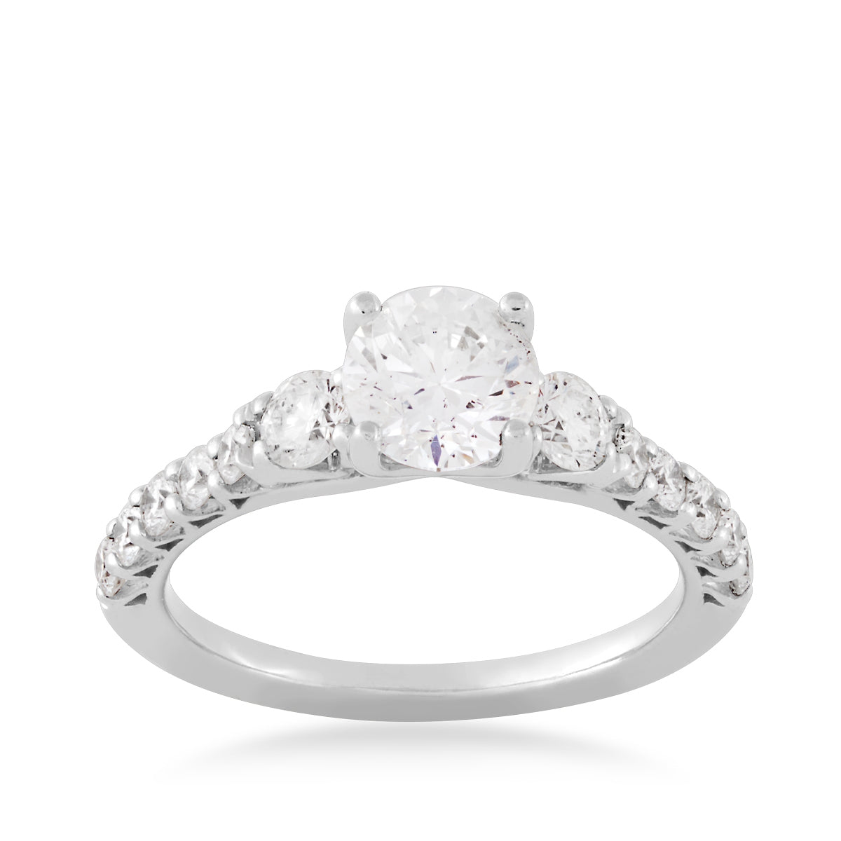 Natural 2-1/2 ct. tw. Round Brilliant 3-Stone Diamond Engagement Ring in 14K White Gold