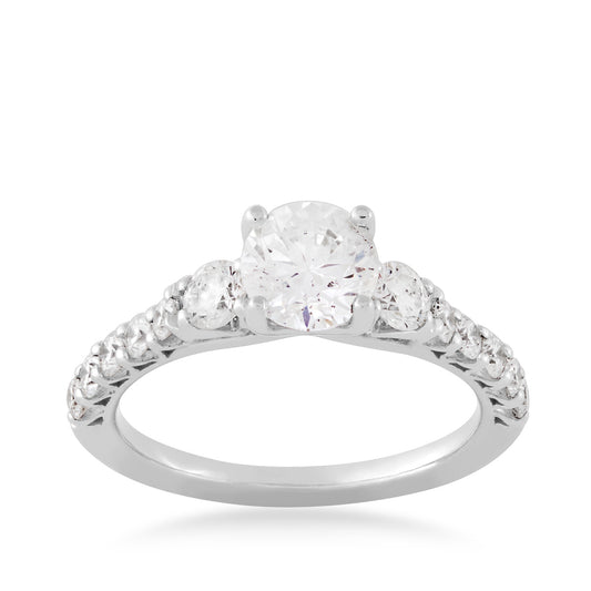 Natural 2-1/2 ct. tw. Round Brilliant 3-Stone Diamond Engagement Ring in 14K White Gold