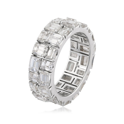 Sirus Tanya 6-1/3 ct. tw. Emerald Cut Diamond Mosaic Eternity Ring in 18K White Gold front view