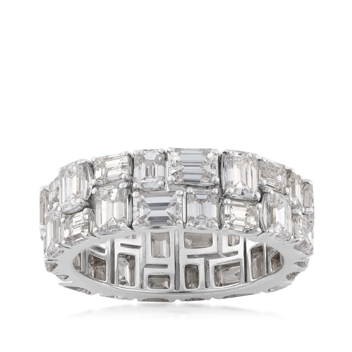 Sirus Tanya 6-1/3 ct. tw. Emerald Cut Diamond Mosaic Eternity Ring in 18K White Gold
