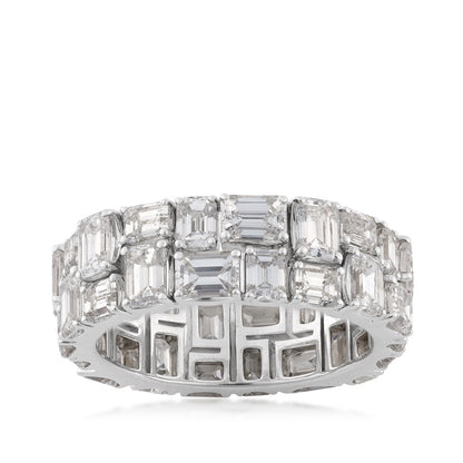 Sirus Tanya 6-1/3 ct. tw. Emerald Cut Diamond Mosaic Eternity Ring in 18K White Gold
