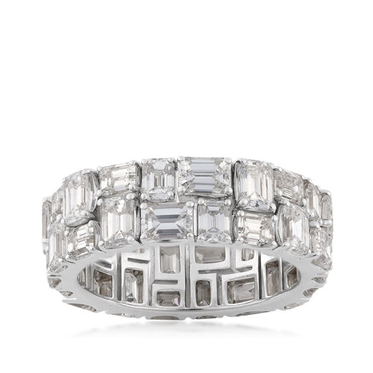 Sirus Tanya 6-1/3 ct. tw. Emerald Cut Diamond Mosaic Eternity Ring in 18K White Gold
