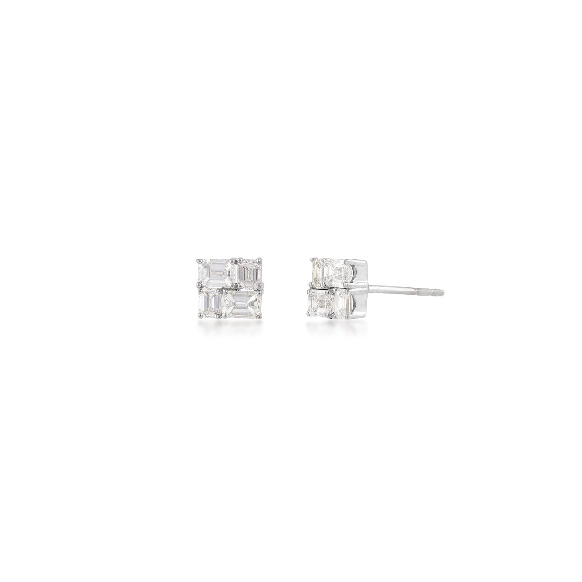 Sirus Tanya 1-1/3 ct. tw. Emerald Cut Diamond Mosaic Earrings in 18K White Gold