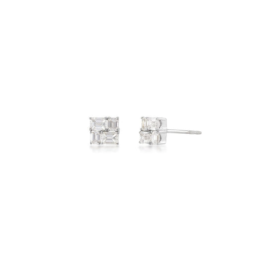 Sirus Tanya 1-1/3 ct. tw. Emerald Cut Diamond Mosaic Earrings in 18K White Gold