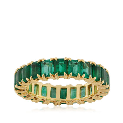 Sirus Tanya Emerald Cut Emerald Eternity Ring in 18K Yellow Gold