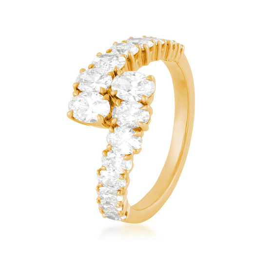 Sirus Tanya 2 ct. tw. Oval Diamond Graduated Bypass Ring in 18K Yellow Gold front view