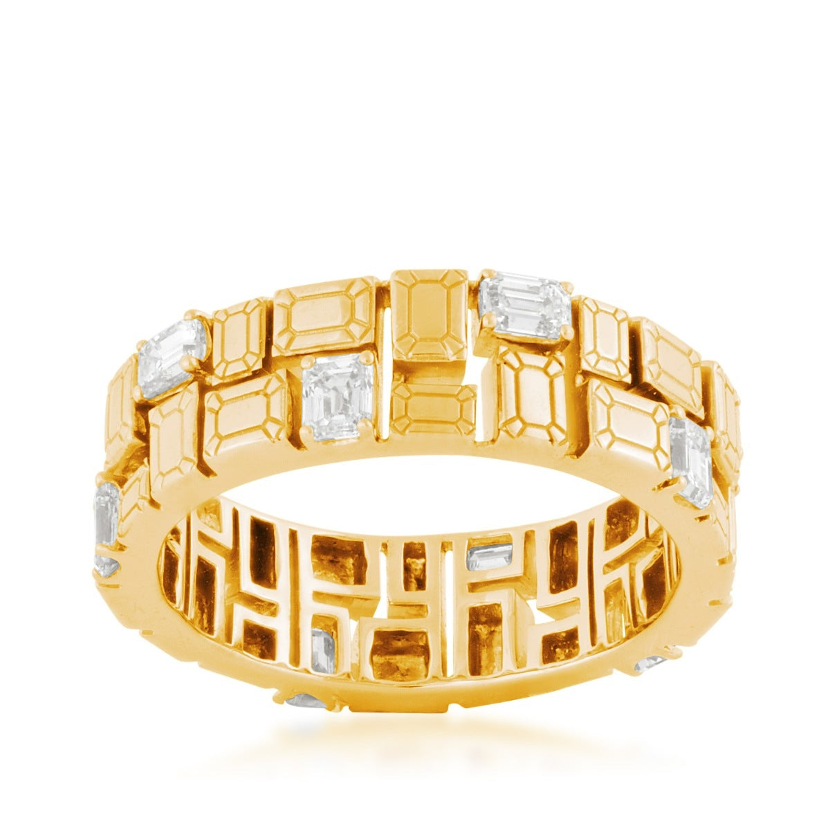 Sirus Tanya 1-1/3 ct. tw. Emerald Cut Diamond Mosaic Eternity Ring in 18K Yellow Gold