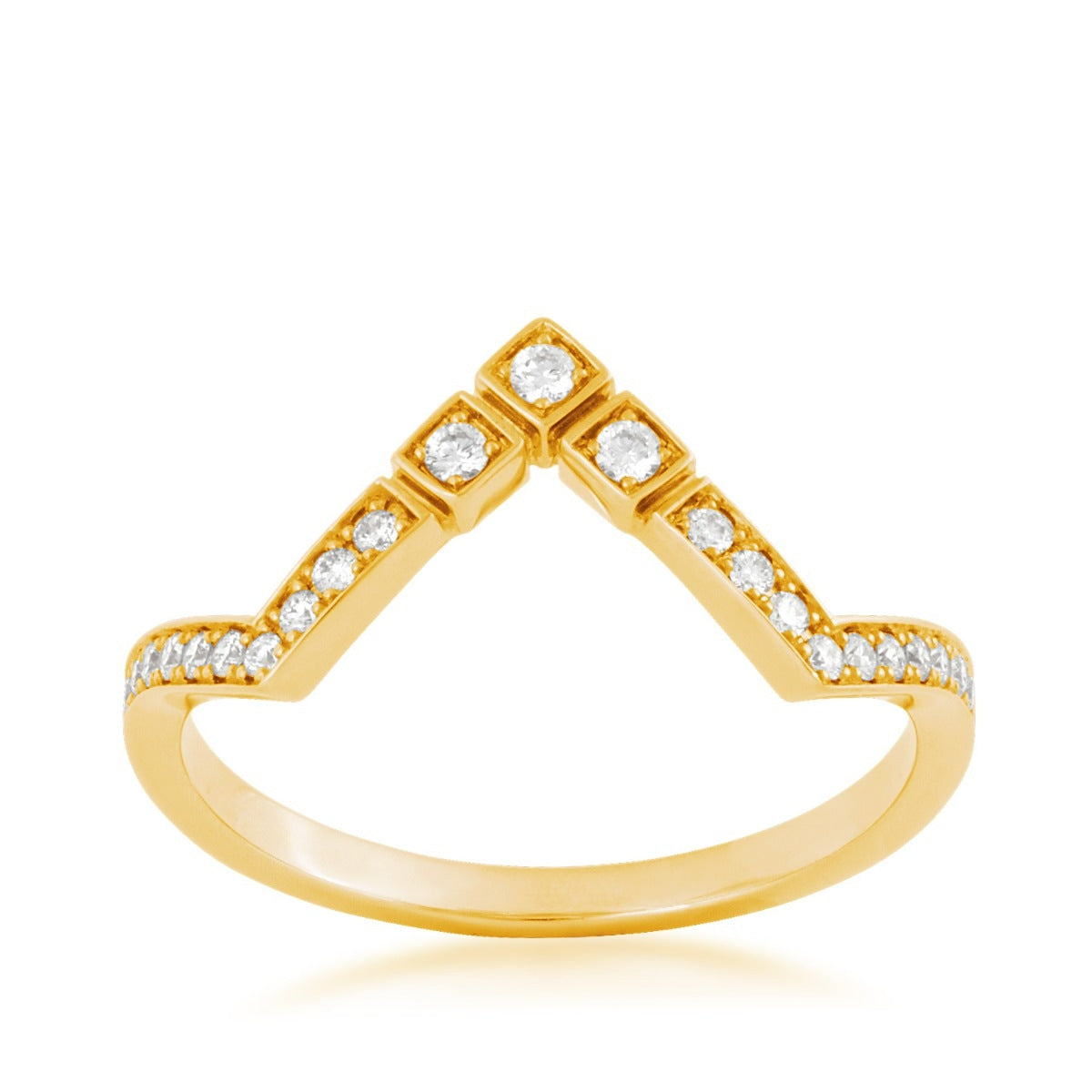 Sirus Tanya 1/6 ct. tw. Diamond Chevron Ring in 18K Yellow Gold