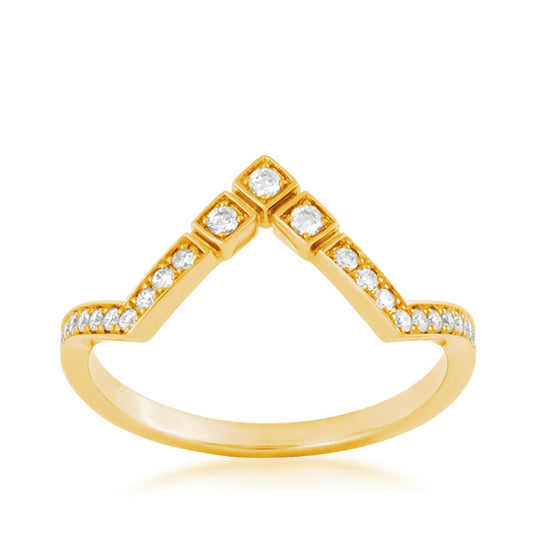 Sirus Tanya 1/6 ct. tw. Diamond Chevron Ring in 18K Yellow Gold