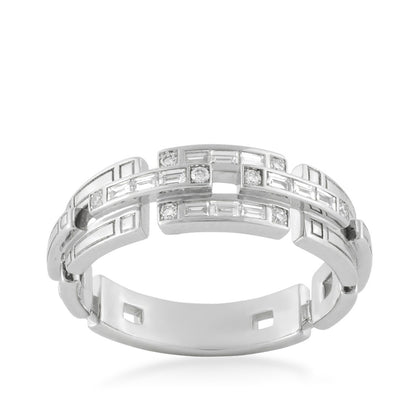 Sirus Tanya 1/4 ct. tw. Baguette & Round Diamond Link Ring in 18K White Gold
