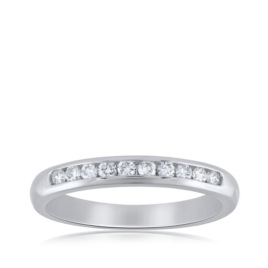 1/4 ct. tw. 10-Stone Diamond Channel Set Wedding Ring in 10K White Gold