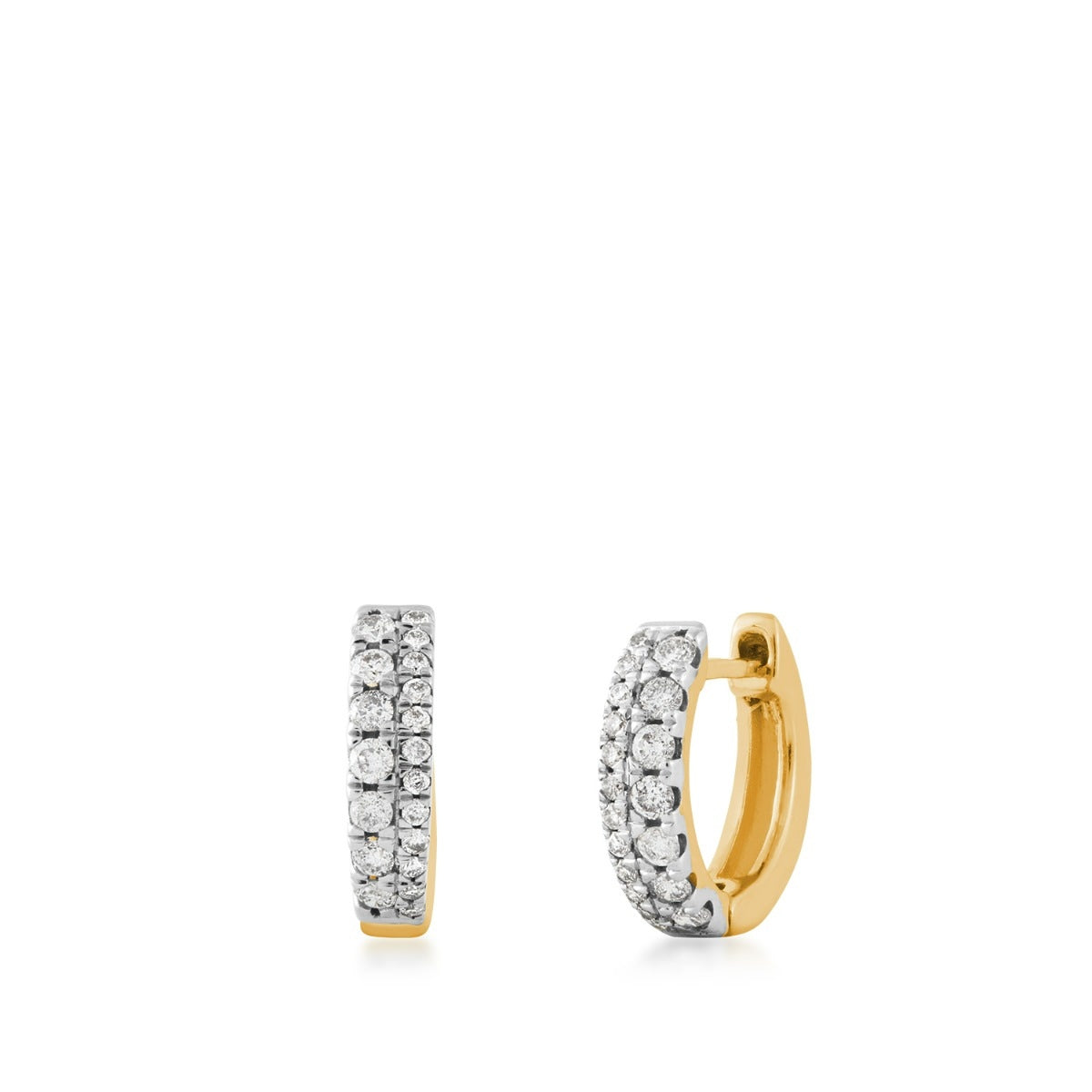 Demi Fine 1/4 ct. tw. Diamond Two Row Huggie Hoop Earrings in 10K Yellow Gold