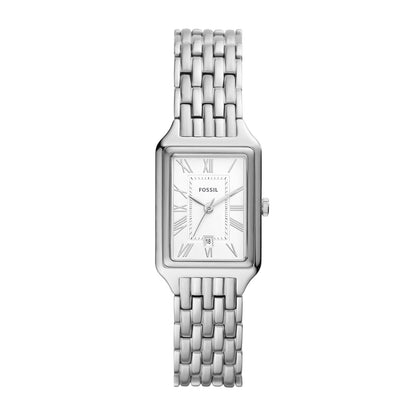 Fossil Ladies' Raquel Quartz Stainless Steel Watch with Rectangle White Dial