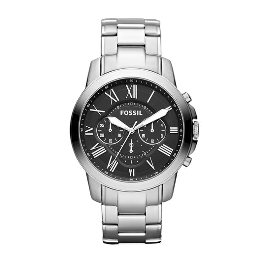 Fossil Men's Grant Quartz Chronograph Stainless Steel Watch with Black Dial