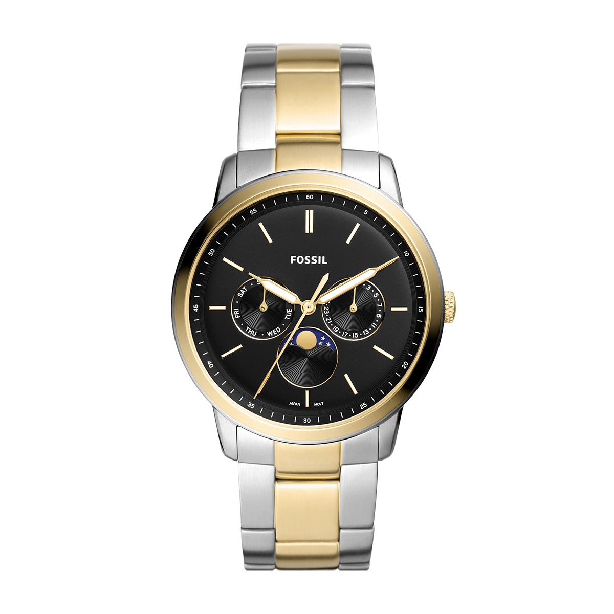 Fossil Men's Neutra Quartz Multi-Function White & Gold-Tone Stainless Steel Watch with Black Dial